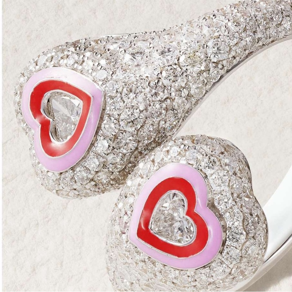 18k Gemini Heart Enamel Ring - Picture 2 of 11